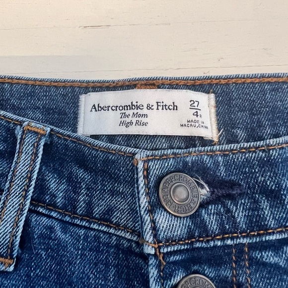Abercrombie & Fitch 27/4R The Mom High Rise Button Fly Ankle Denim Jeans - Picture 4 of 5